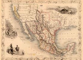 Texas Historical Map - California Mexico Texas 1851